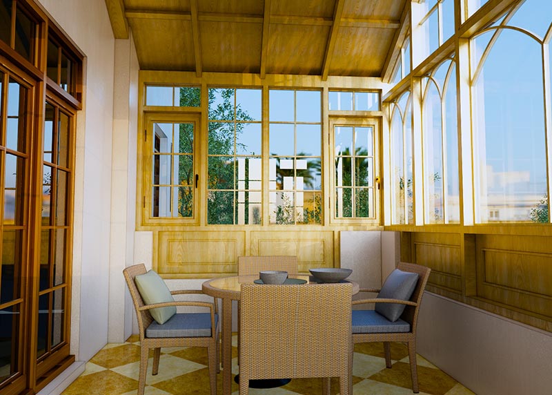 简欧系列铝包木阳光房