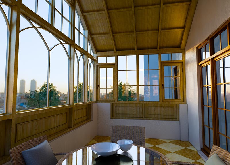 简欧系列铝包木阳光房